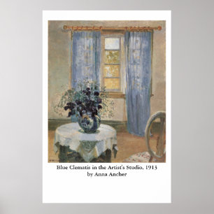 Póster Clematis azules de Anna Ancher en el estudio del a