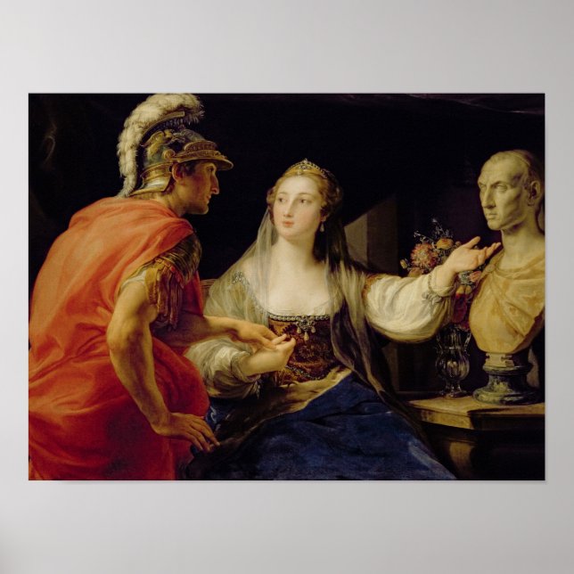 Póster Cleopatra muestra a Octavio el busto de Julius (Frente)