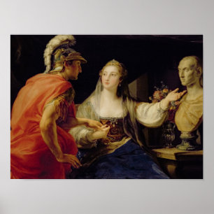 Póster Cleopatra que muestra a Octavius el busto de Julio