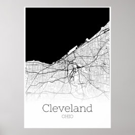 Póster Cleveland Map - Ohio - City Map Poster