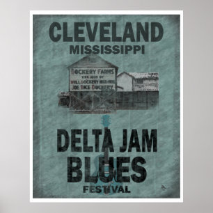 Póster Cleveland Mississippi Delta Jam Blues Guitar