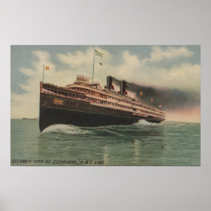 Póster Cleveland, OH - ciudad del vapor de Cleveland