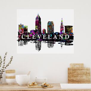 Póster Cleveland, Ohio en graffiti