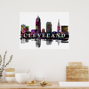Póster Cleveland, Ohio en grafiti