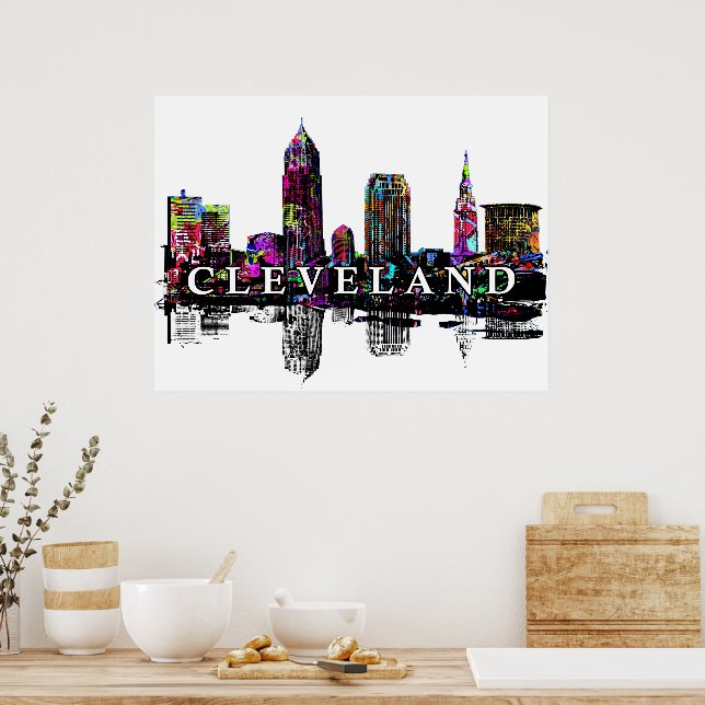 Póster Cleveland, Ohio en grafiti (Cocina)