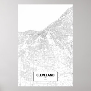 Póster Cleveland, Ohio (negro sobre blanco)