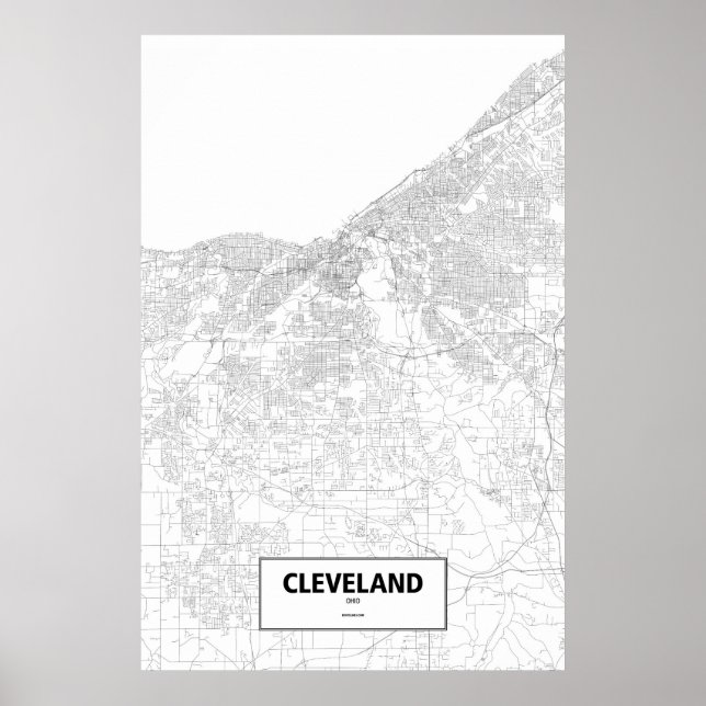 Póster Cleveland, Ohio (negro sobre blanco) (Frente)