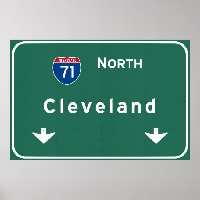 Póster Cleveland Ohio oh Interstate Highway Freeway : (Frente)