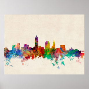 Póster Cleveland Ohio Skyline City