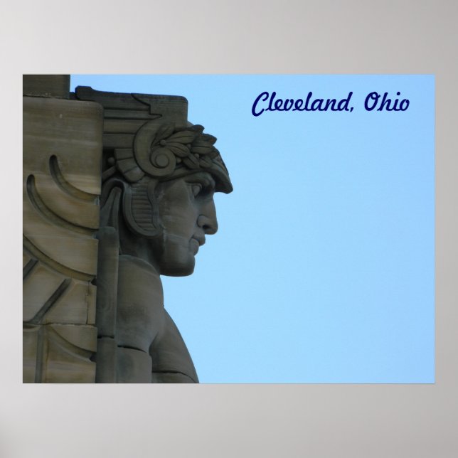 Póster Cleveland, Poster de la estatua del puente de Ohio (Frente)