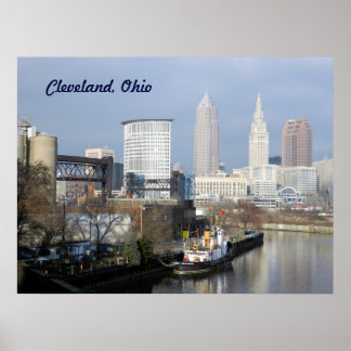 Póster Cleveland, Poster de OH (Vista del río)