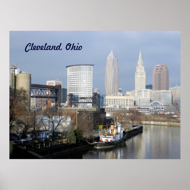 Póster Cleveland, Poster de OH (Vista del río) (Frente)