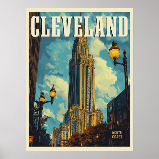 Póster Cleveland Vintage Travel (Frente)