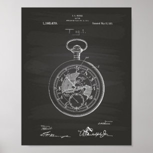 Póster Clic en Spring Watch 1916 Patent Art Chalkboard