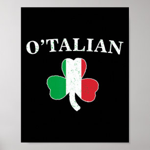 Póster Clic O'talian Shamrock Y Bandera Italiana St Pat I