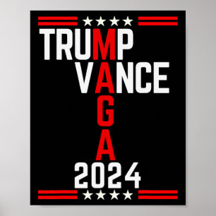 Póster Clic Trump Vance 2024 Retro Stripe Trump Jd Vance