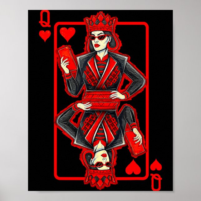 Póster Clic Whimsical Queen Of Hearts Sungles Playing Car (Frente)