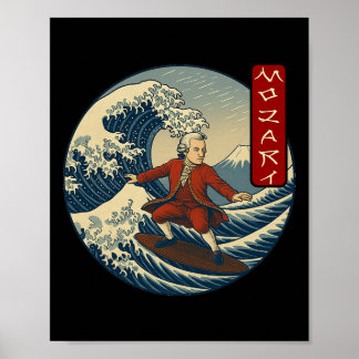 Póster Clical Musician Mozart Ukiyo-e Surfing