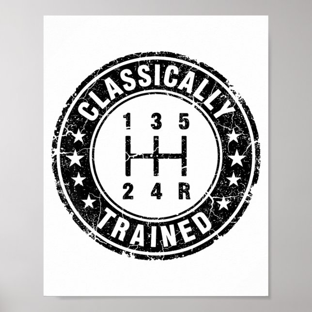 Póster Clically Trained Car Guy Manual Transmission Stick (Frente)