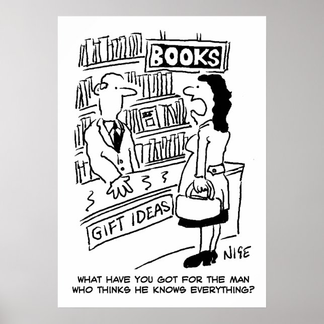 Póster Cliente de librería pregunta a un dependiente (Frente)