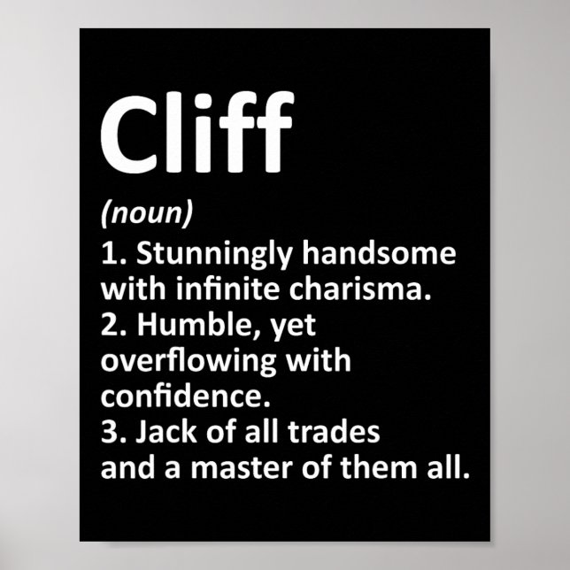 Póster Cliff Definition Personalized Name Funny Birthday  (Frente)