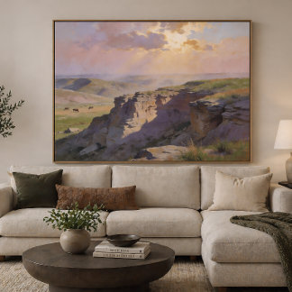 Póster Cliff Vista Landscape - Pastel Painting Style Art