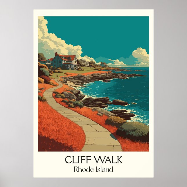Póster Cliff Walk Rhode Island Ocean Path (Frente)