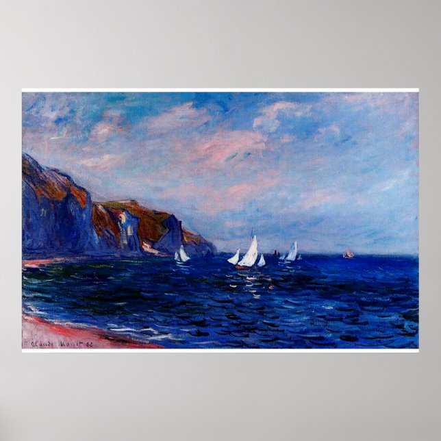 Póster Cliffs and Sailboats at Pourville,1882 (Frente)