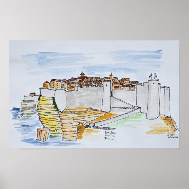 Póster Cliffside City de Bonifacio | Córcega, Francia (Frente)