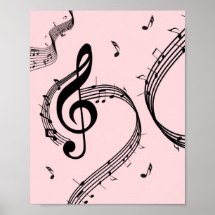 Póster Climactic G Clef Music Pink