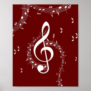 Póster Climactic G Clef Music Red