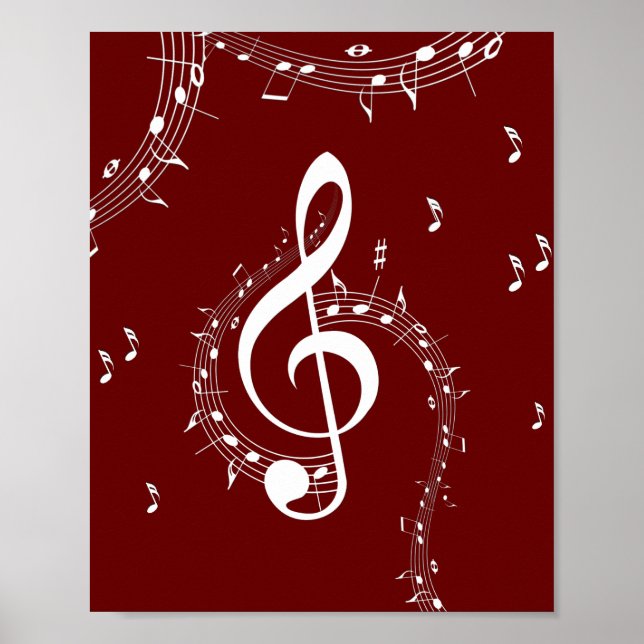 Póster Climactic G Clef Music Red (Frente)
