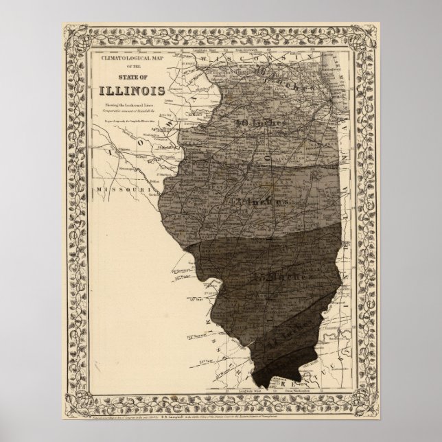 Póster Climatological map, Illinois (Frente)
