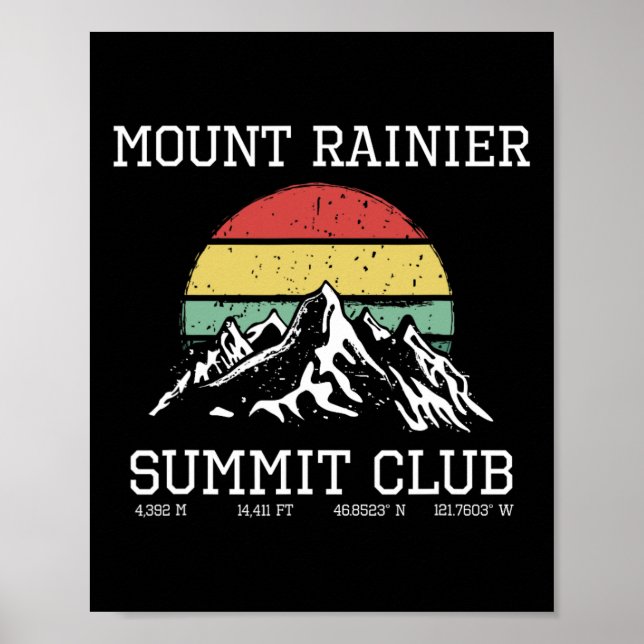 Póster Climbed Mount Rainier Summit Club Hike Washington  (Frente)