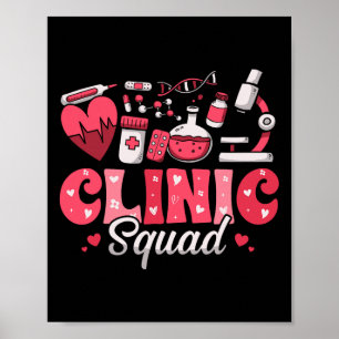 Póster Clínica Squad Stethoscope Leopard Nurse Valentine