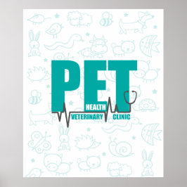 Póster Clínica Veterinaria Promoción del Azul Moderno