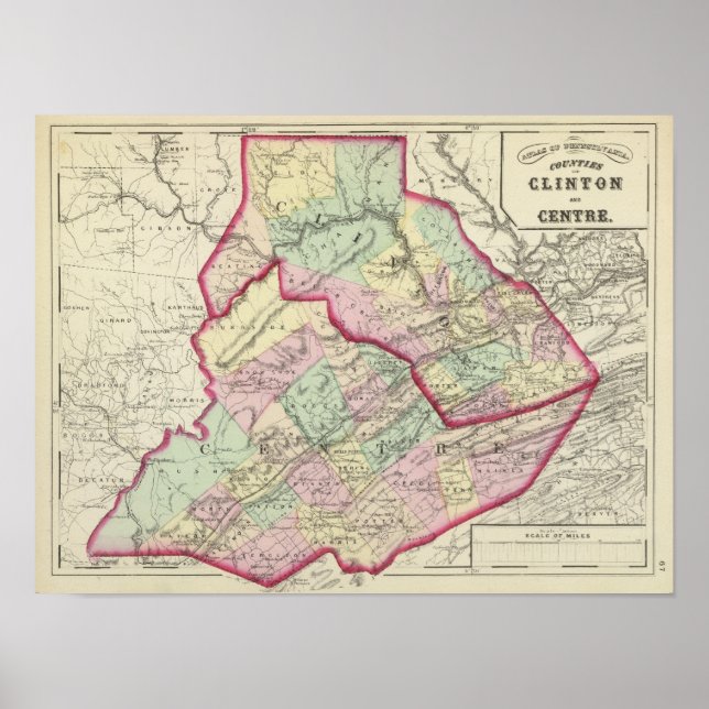 Póster Clinton, condados del Centro (Frente)