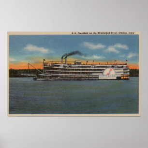 Póster Clinton, IA - vista de S.S.President