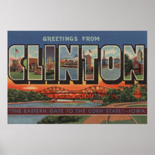Póster Clinton, IowaLarge Letter Scenes Clinton, IA