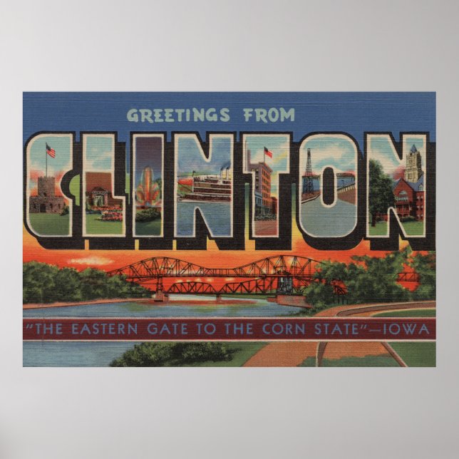 Póster Clinton, IowaLarge Letter Scenes Clinton, IA (Frente)