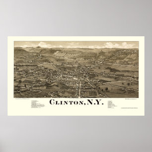 Póster Clinton, Mapa Panorámico de Nueva York - 1885