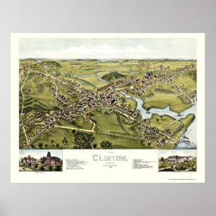 Póster Clinton, mapa panorámico del CT - 1881