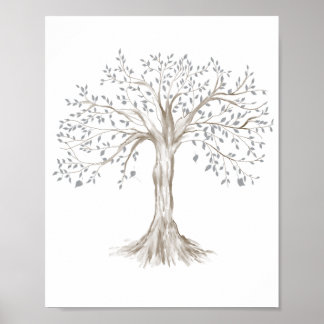 Póster Clipart de árbol de familia de color de agua