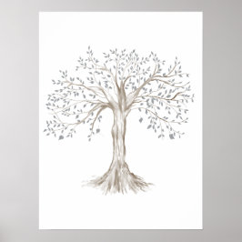 Póster Clipart de árbol de familia de color de agua
