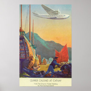 Póster Clipper Panamericano Volando Por China