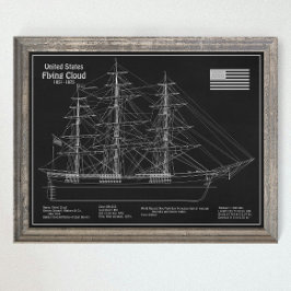 Póster Clipper Ship Flying Cloud - Blueprint PD