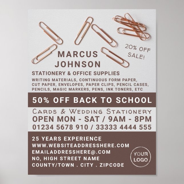 Póster Clips, artículos de escritorio y suministros de of (Frente)