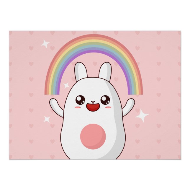 Póster Clísico arcoiris de Kawaii (Anverso)