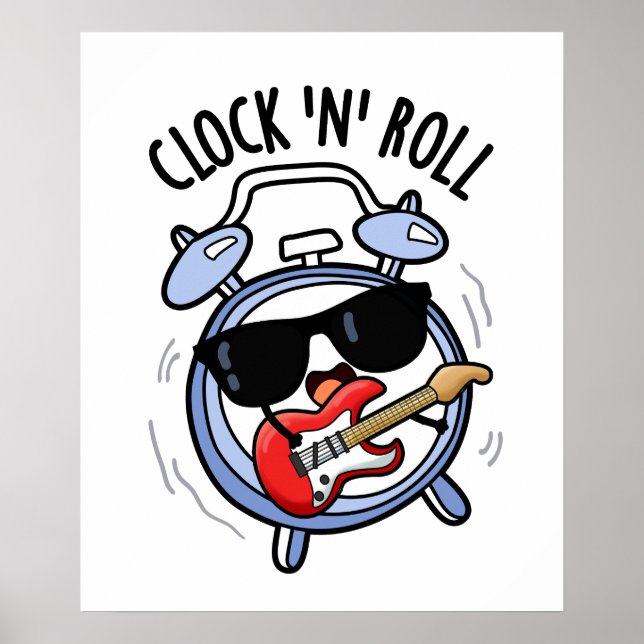 Póster Clock And Rolly Funny Rock Pun (Frente)