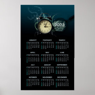 Póster Clock elegante Calendar 2023 como